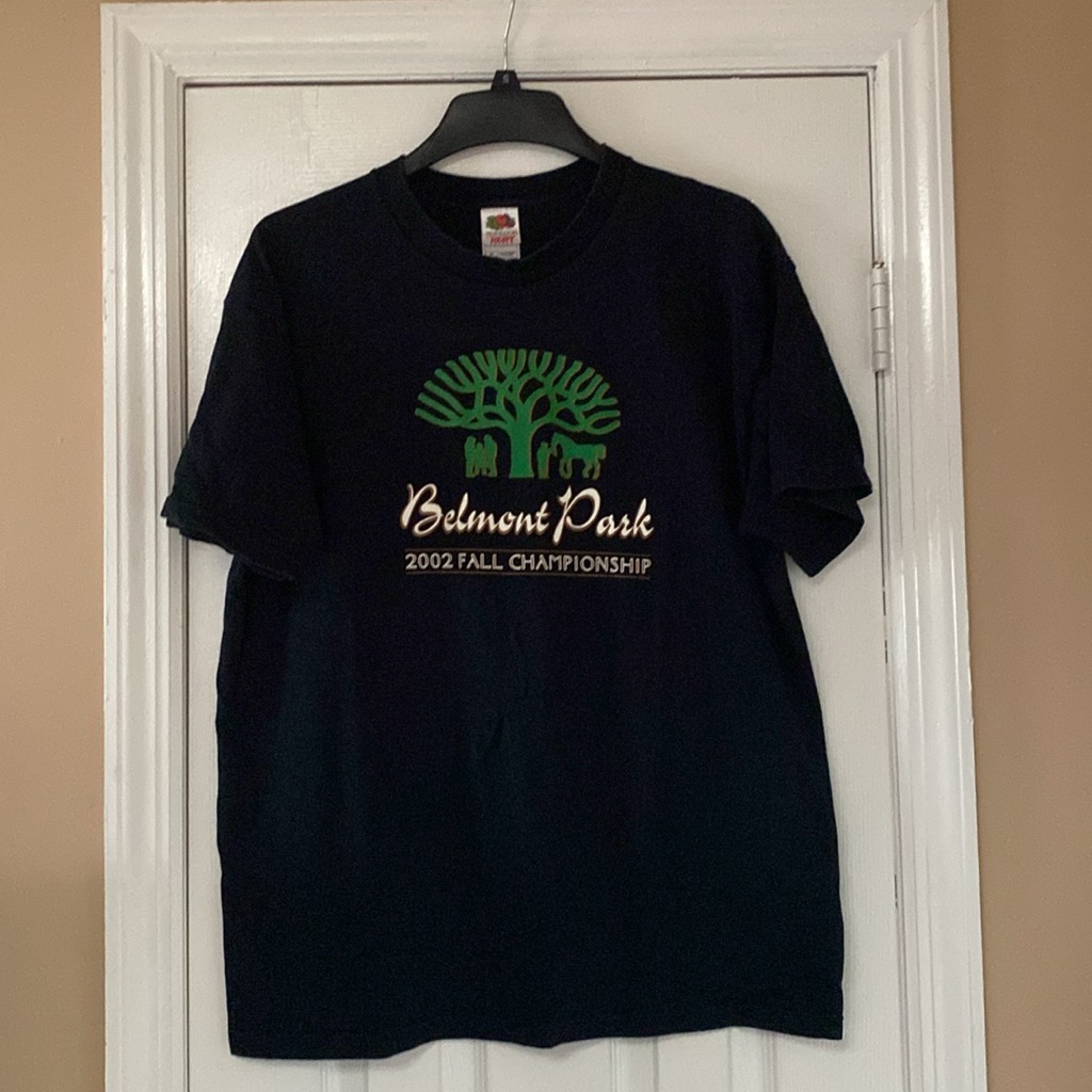 Vtg Y2k 2002 Fall Championship Belmont Stakes New York Black Tee Shirt